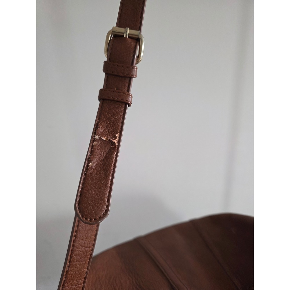 Sole Society Cassi Cognac Brown Vegan Leather Weekender Duffel Bag Leopard Lined - Picture 8 of 13